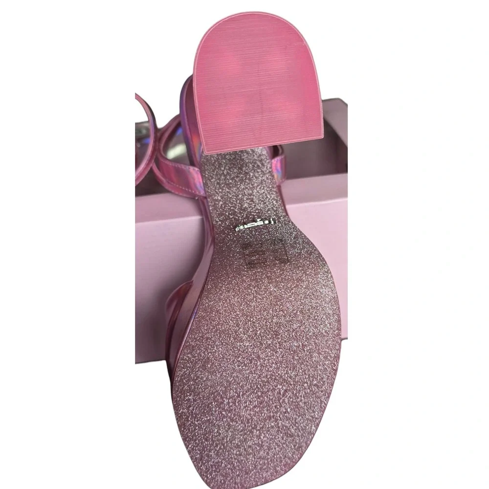 Barbie X ALDO Platform Heels Iridescent‎ Slingback Sparkly Block Heel Sz 9W
